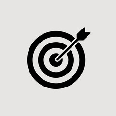 Simple bullseye target with arrow, ideal for business concepts, strategy, precision, success, accuracy, goal setting, competition, and marketing materials.