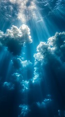 Sunbeams Streaming Through Cloudy Sky From Below