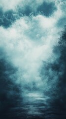 Eerie Fog Rolling Across Dark Landscape with Mysterious Atmosphere