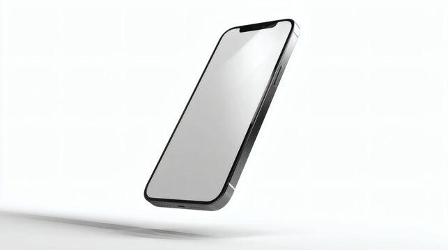 A sleek, modern smartphone floats gracefully against a clean white backdrop, ready for your content.