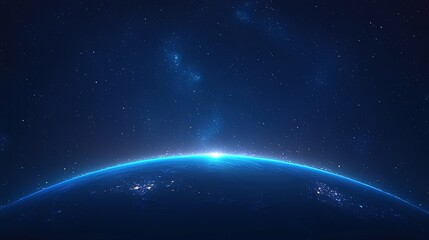 
Glowing Earth on Deep Blue Gradient Background - Minimalist Luxury Planet Design with Soft Light, Abstract Space Wallpaper