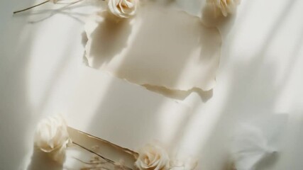Delicate floral stationery bathed in sunlight