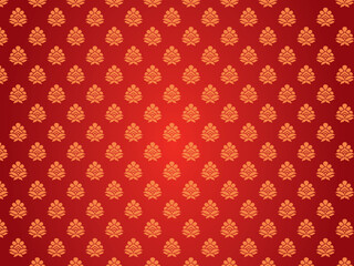 Elegant Red Floral Damask Pattern Background