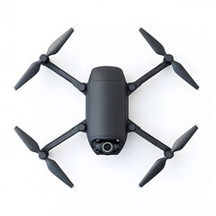 Top view of a matte black drone.
