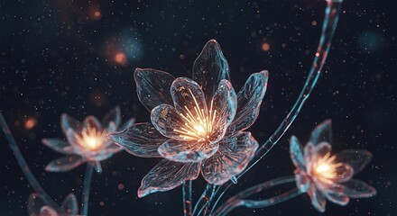 Obraz premium Quantum AI Bloom Futuristic Digital Lotus with Neural Network Circuitry