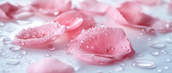 Delicate rose petals with water droplets.