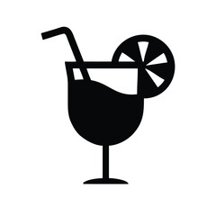 Cocktail drink icon with straw and citrus garnish – vector illustration for summer, bar, and beverage concepts