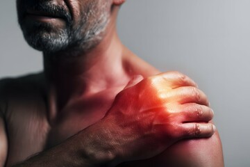 Naklejka premium A shoulder ache burns like a little combustion in an adult’s joint.