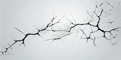 Broken glass reveals a stark winter sky through a jagged hole, framing a silhouetted tree branch adorned with frost