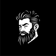 Bearded Man Silhouette Logo