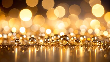 Golden holiday lights and orbs