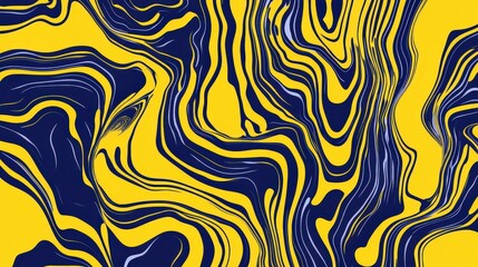 Yellow and Blue Maze-Like Design Featuring Abstract Lines Creating Depth and Pathways for Various Creative Applications