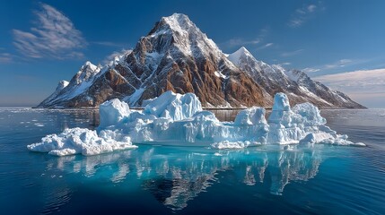 Ice structures reflecting cold sky high resolution wallpaper
