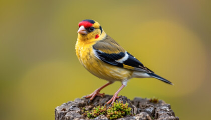a close up of a goldfinch with intricate, vibrant feathers