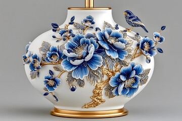 Luxurious porcelain lamps with gold base accent high resolution photos