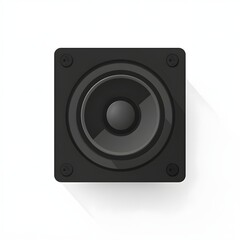 Fototapeta premium Square black speaker icon with a detailed sound cone.