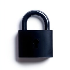 Fototapeta premium A dark, glossy padlock on a white background.