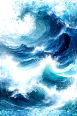 Sunlit Celestial Ocean Waves in Abstract Light, Dreamlike Flow of a Cosmic Sea -Generative AI
