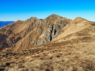l'appennino parmense in inverno quando l'erba è gialla
