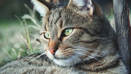 my beautiful cat with green eyes