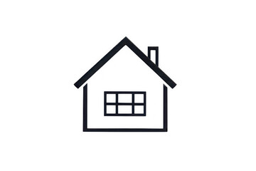 Illustration of a simple house outline with window and chimney on white background