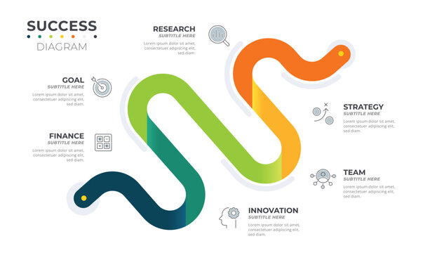 Business winding road step to success concept. Customer journey or how to success business.