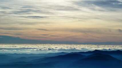 panorama from the Parma Apennines with sea of ​​clouds  