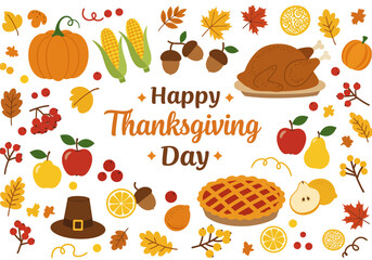 Happy thanksgiving day elements, design vector illustration
