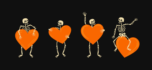 Skeletons Holding Hearts Character Set