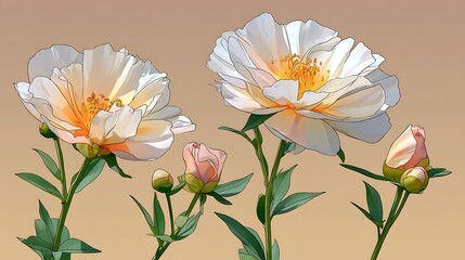 Fototapeta premium Beautiful Peony Flowers in Bloom with Delicate Petals and Soft Color Gradients