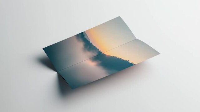 Folded brochure mirroring ethereal sunrise landscape