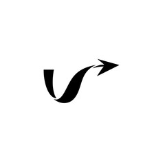 Abstract arrow curvy design flowing upward in black color. Ribbon-like vector illustration. Directions and information pointer concept  