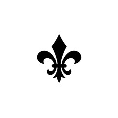 Fleur-de-Lis symbol, black vector icon illustration. Francophile, France vacation, french language, Mardi Gras, Bastille Day, French Independence and national day. Sign of purity and royalty