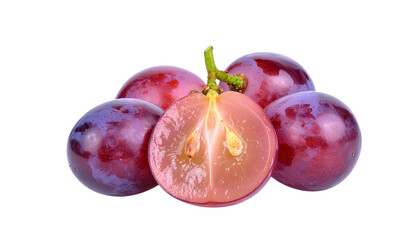 Obraz premium Fresh Purple Grapes on Stem - Transparent Background PNG