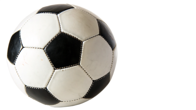 A classic black and white soccer ball isolated on transparent background, ready for a game