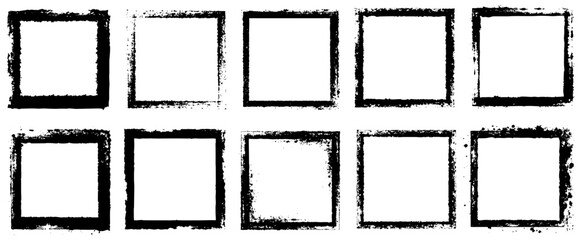 Grunge Square Frame Set &ndash; Rough Ink Brush Border Collection for Graphic Design
