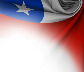 White background with tangled fabric with of the Chile flag