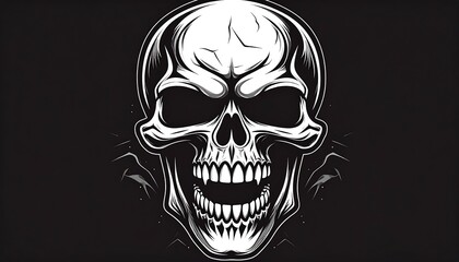 Fototapeta premium White skull, wide open mouth, dark background