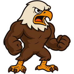 Muscular Cartoon Eagle Character Posed Fiercely