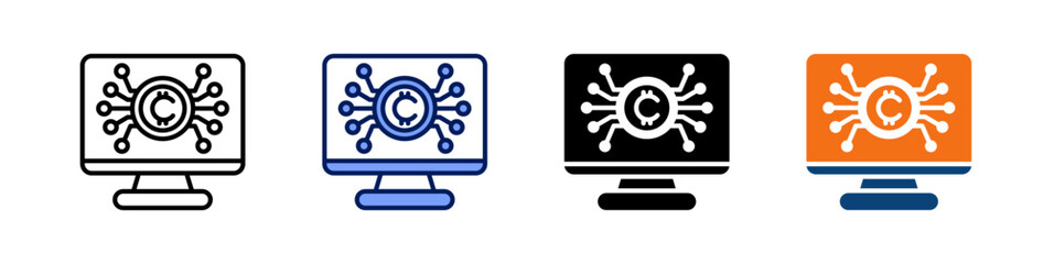 Cryptocurrency All In One Icon Multi Styles Vector Set