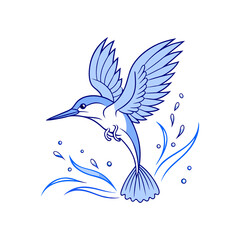kingfisher diving into water