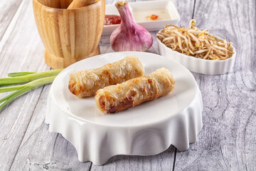 Vietnamese traditional nem roll with meat