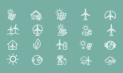 Eco and Sustainability  Green Energy icon set