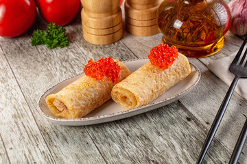 Gourmet Panccakes with red caviar