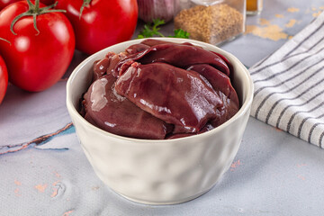 Raw chicken liver for cooking