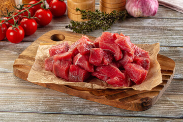 Raw beef cubes for cooking
