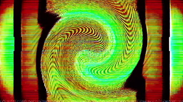 Distorted Pixelated Stripes and Swirling Waves Create an Abstract, Glitching, and Vibrant Visual Texture.