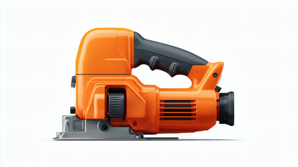Fototapeta premium A modern orange jigsaw tool, perfect for detailed woodworking tasks.