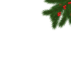 Christmas Pine Tree Branch Vector with Green Needles for Holiday Decoration Design