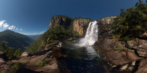 Obraz premium Panoramic view of majestic waterfall nature scene hdr 360 degrees panorama landscape